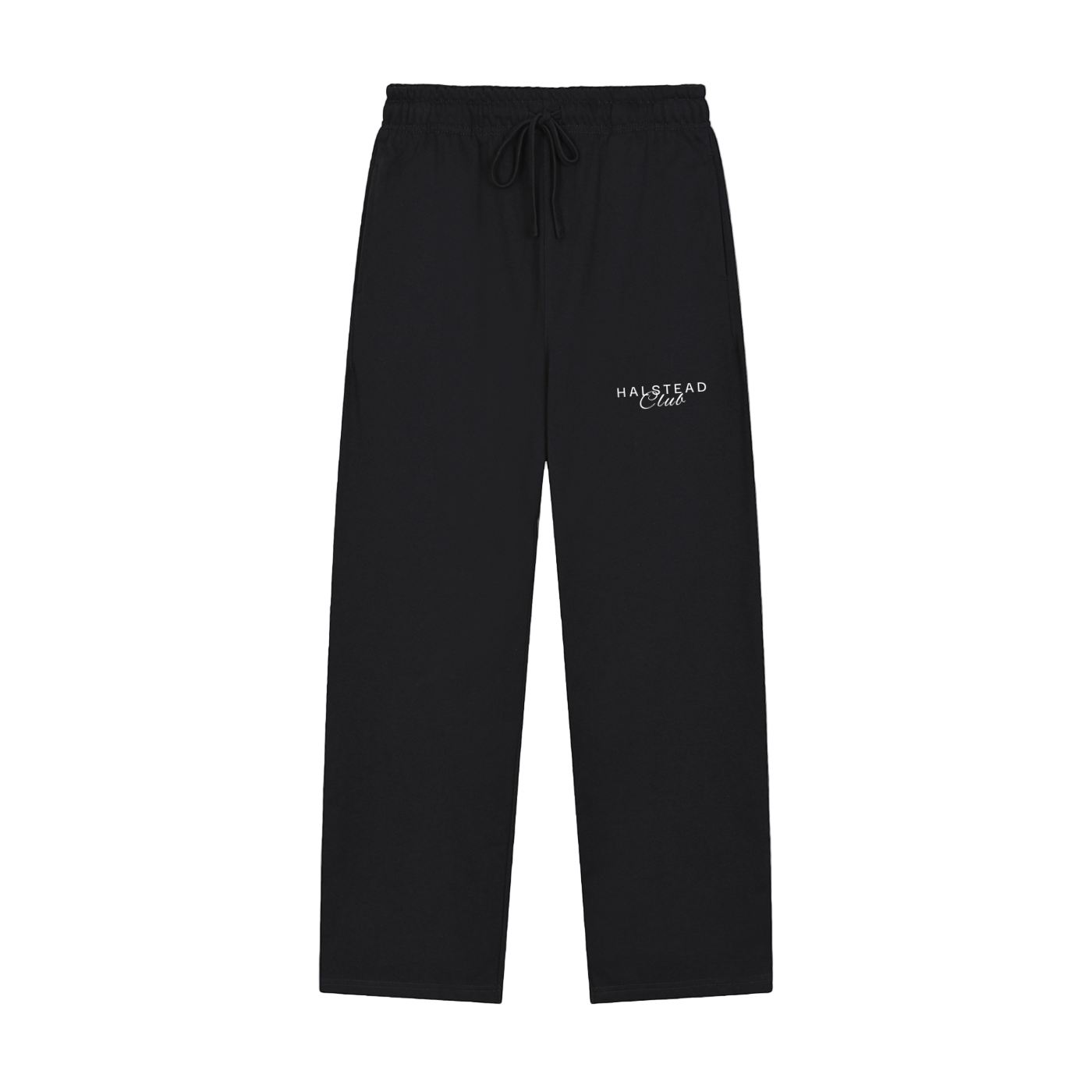 Black pants with a logo on a white background
